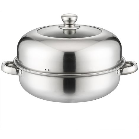 28 cm en acier inoxydable monocouche soup pot à fondue nourriture steamer poêle quotidienne avec cuiseur à vapeur et couvercle cuisinière Home Cooking (1/5)