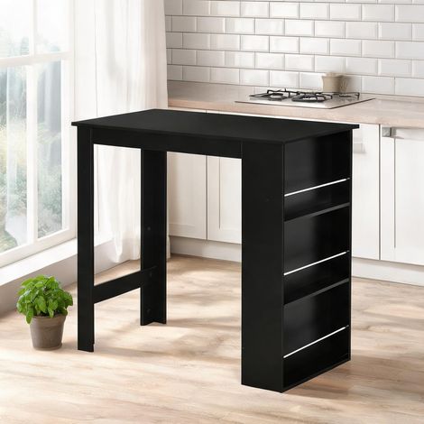 Table de bar nero en legno truciolare 112 x 57 x 106 cm (1/5)