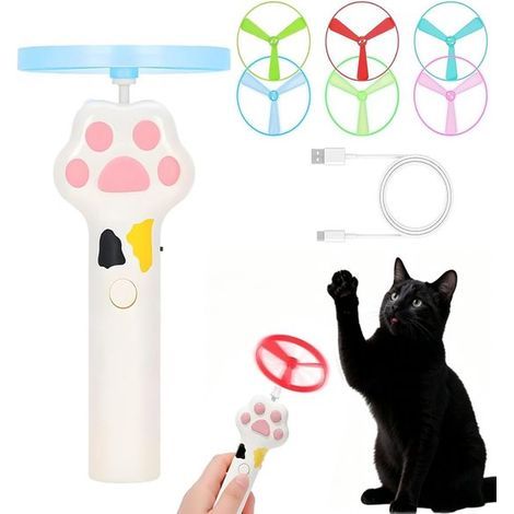 Elektrischer Frisbee-Werfer für Katzen – Weiß – Interaktives Katzenspielzeug – Katzenpfoten-Design (1/5)