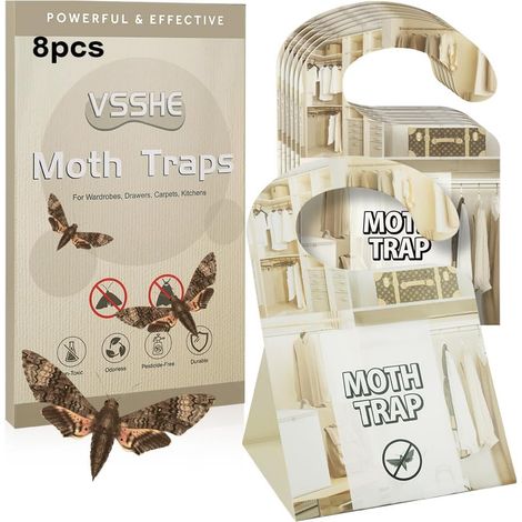 Pièges à Mites, 8 Pièces Répulsifs à Mites de Vêtements, Anti Mites Vetements, Non Toxiques Répulsifs Phéromones, Efficace Mesure d’Anti-Mite de Vêtements pour la Protection des Vêtements (1/5)