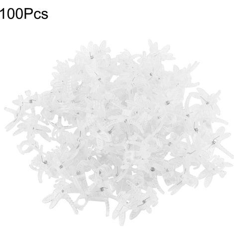 Lot de 100 Pinces pour Plantes, Pinces pour Orchidées en Forme de Mouche du Dragon, Pinces de Support pour Orchidées (Blanc Transparent) (1/5)
