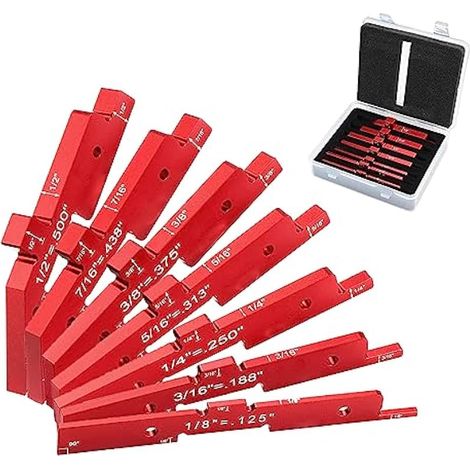 Lot de 7 blocs de jauges de hauteur, barres de configuration de précision pour table de défonceuse, 1/8", 3/16", 1/4", 5/16", 3/8", 7/16", 1/2" pour scie de table (1/5)