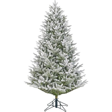 Sapin de Noël Artificiel Enneigé Vert et Blanc Aiguilles PE Effet Givré H185 x Ø124 cm - PANGIVO (1/4)