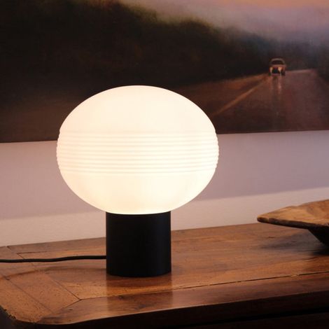 Lampe De Table Verre Opale Et Metal Amar (1/2)