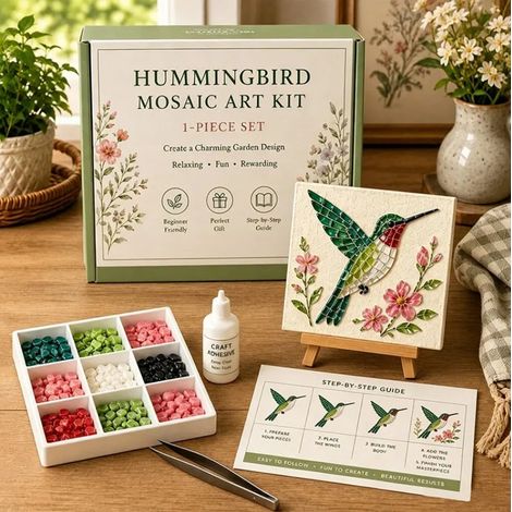 Kit de mosaïque créatif et fantaisiste pour arrosoir - Colibri