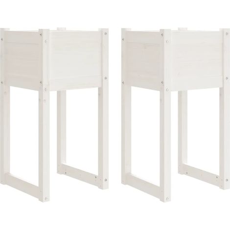 Fioriera rialzata per aiuole fioriere giardino terrazze set da 2 40 x 40 x 81 cm in legno massello di pino bianco 020038970