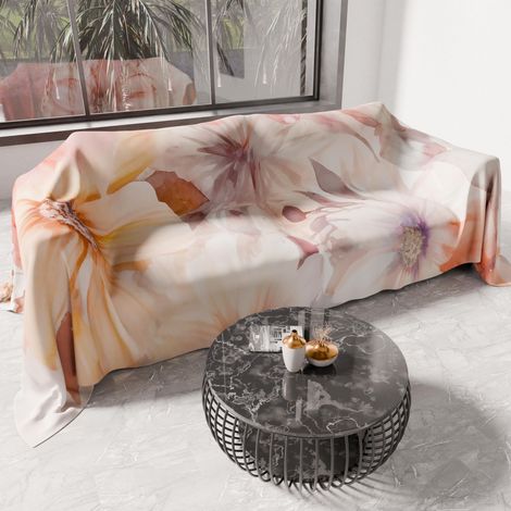 Drap de Protection en Microfibre Multi-Usage Anti-Taches 260x270 cm, Housse de Canapé, Couvre Lit, Couverture de Canape, Floral 25 1, 100% (1/5)