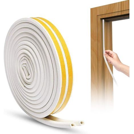 Isolation Phonique Porte, Joint Porte, Boudin, Bande de Joint, Bande de Joint D-Profil Auto-adhésive Anticollision d'étanchéité en Caoutchouc Imperméable pour la Fenêtre (5m) (1/5)