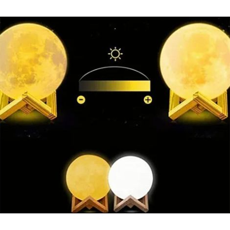 Lampe de nuit Moon Ball rechargeable USB avec support en bois, 2 couleurs, commande tactile, 8 cm, PVC – ACKERMAN (1/5)
