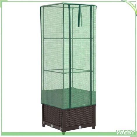 Jardinière surélevée - FAFEICY - 4015799 - Housse imperméable - Aspect rotin marron - 40x40x139 cm (1/5)
