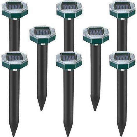 Lot de 8 pics repulsifs a ultrasons pour taupes, serpents et campagnols a energie solaire pour pelouse, jardin et cour, repulsif a sardines TRIMEC (1/4)