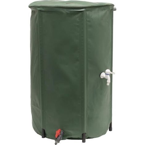 EDA – Récupérateur d'eau de pluie pliable 250 litres – PVC robuste – 2 robinets – Filtre anti-saleté – Stable avec 8 pieds (1/5)