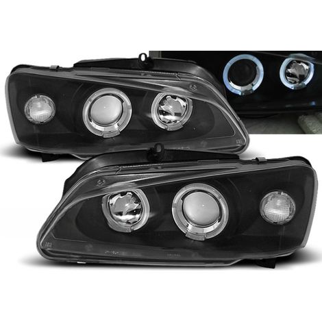 Paire de feux phares Peugeot 106 de 08/1996 a 2003 angel eyes noir-27361704