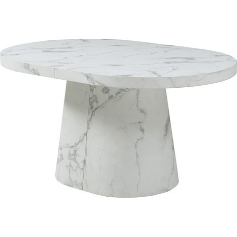 Tavolo da pranzo allungabile da 6 a +12 persone in MDF Effetto marmo Bianco - CLOEVA (1/5)