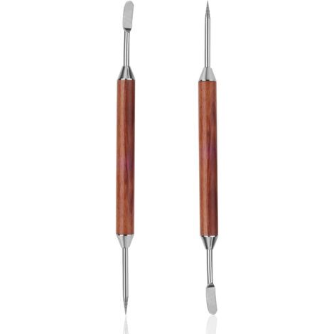 QORVA-2pcs Stylos Latte Art, Outil de Dessin en Acier Inoxydable avec Manche en Bois Aiguille à Double Extrémité pour Sculpter le Café Stylo à Cannelle Accessoires Barista pour la Maison et le Café (1/5)
