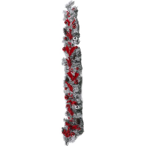 Guirlande de Noël flocée en rotin suspension déco originale élégante pour intérieur extérieur fête maison 1.5m/4.9ft 1 pièce (1/5)