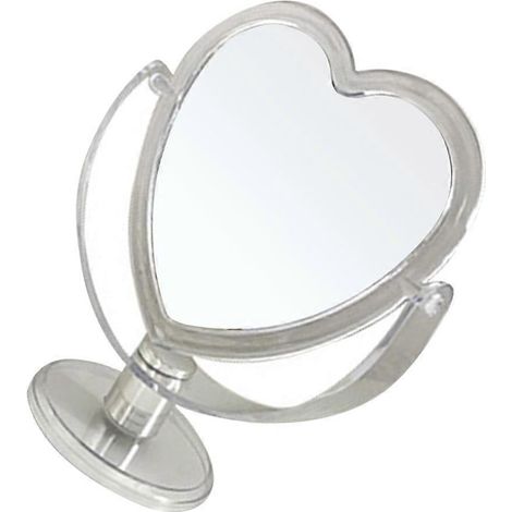 Miroir de maquillage en forme de cœur, miroir de table créatif en acrylique, compatible avec les coiffeuses, 1 pièce (1/5)