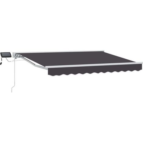 Cadre de store à persiennes manuel avec lumières LED, blanc et gris anthracite, 2,5 x 2 mètres. (1/5)