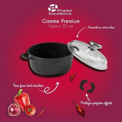Faitout - Pradel Excellence - Faitout 20 cm - Fonte d'aluminium - Revêtement anti-adhésif façon granit - Tous feux dont induction (1/4)