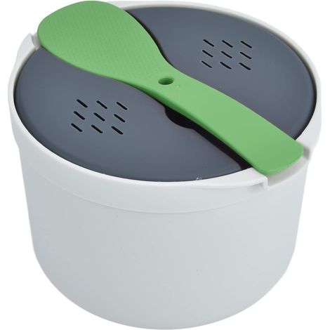 Cuiseur Vapeur Ondes 2L, Bol Cuisson Riz Pâtes avec Couvercle Cuillère, Vert (1/5)