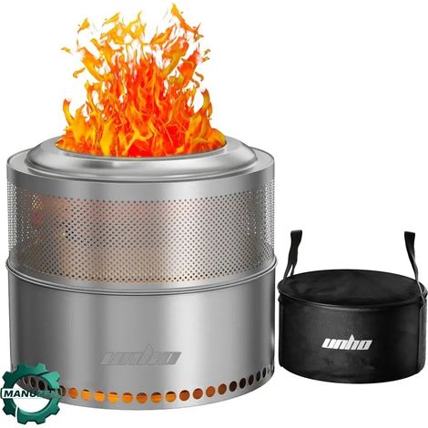 Manuzen - Brasero sans fumée inox 304 – 48 cm, feu de bois — Argent (1/5)