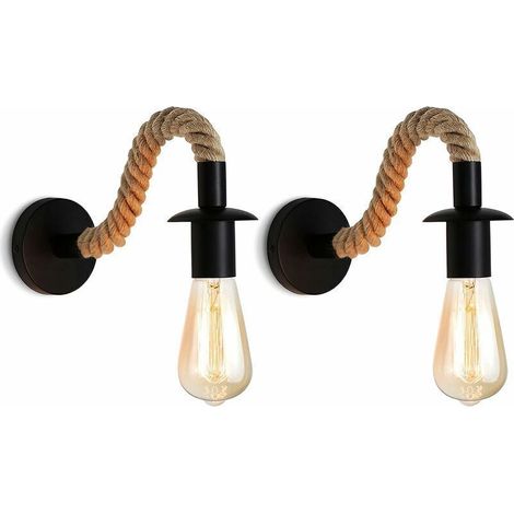 Applique Murale Vintage En Corde De Chanvre Applique Murale Industrielle Idéa E27 Luminaire,110/220v 2pcs (1/5)