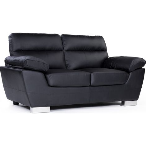 Ledersofa aus rekonstituiertem Leder und PVC "Dallas" - 169 x 88 x 90 cm - 2-Sitzer - Schwarz