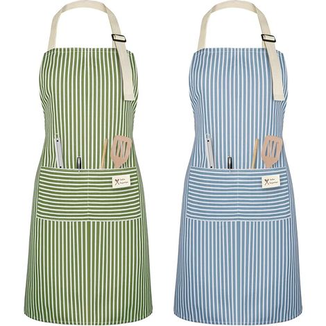 Tablier de cuisine ajustable unisexe vert et bleu