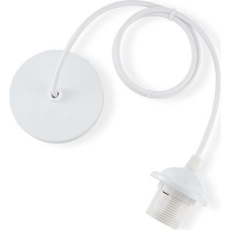 E27 Porte Lampe Suspension,Câble Suspension Luminaire,Pendentif Suspendue Accessoires Métal,Câble Réglable 100CM Café Magasin Chambre Bar(Blanc) (1/5)