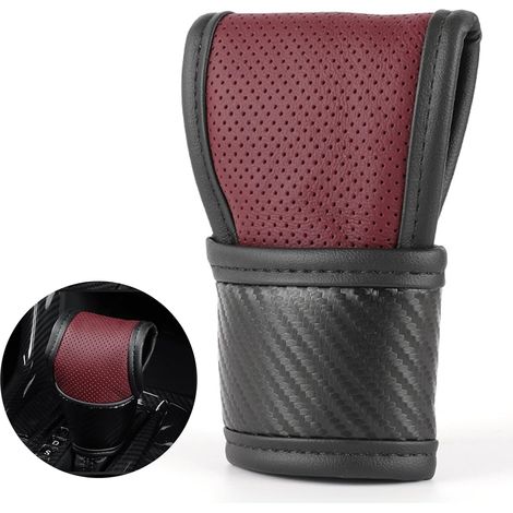 Copri pomello del cambio in pelle per auto, copri pomello del cambio universale antipolvere per auto, SUV, camion (rosso vino) (1/5)