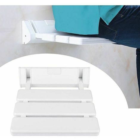 Sedile per doccia, sedile per doccia pieghevole a parete, portata 130 kg, sgabello pieghevole per bagno, sgabello bianco (1/3)