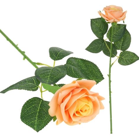 Decorazioni floreali artificiali a forma di rosa in silicone per vaso da 44 cm - Arancione