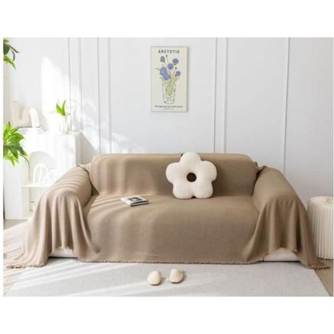 Plaid Grande Taille Sépia pour Canapé, Housse Imperméable Anti-Griffes de Chat, Universelle 1 à 4 Places avec Angle Décoratif (1/5)