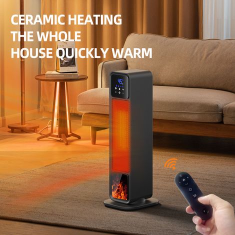 Calefactor de interior, calefactor eléctrico portátil con mando a distancia, 2200 W, calefactor para habitaciones grandes. (1/5)