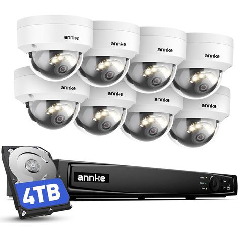 4K 16CH PoE Kit de Surveillance Filaire avec Audio et 8X 8MP Caméra IP PoE étanche IP67, 4 to pour Enregistrement 24/7 à l'intérieur, Vision Nocturne à 30 mètres, Détection Humain/Véhicule, IK10 (1/5)