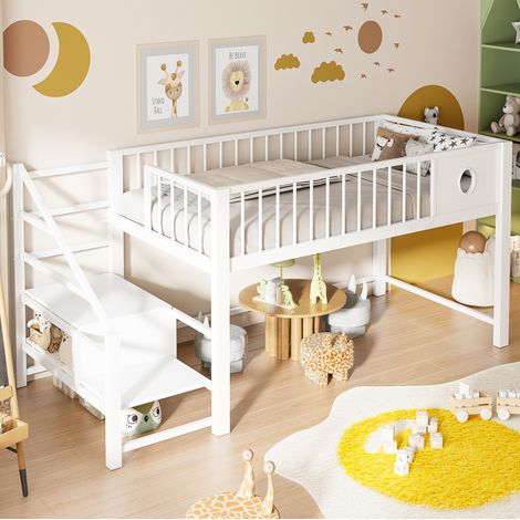 Cama infantil con almacenamiento y escalera de metal HAVRYA (1/5)
