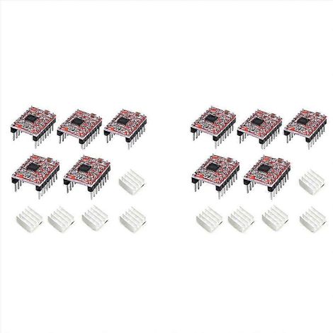 10 modules de commande de moteur pas à pas A4988 avec dissipateurs thermiques, compatibles avec Reprap et autres imprimantes 3D. (1/5)