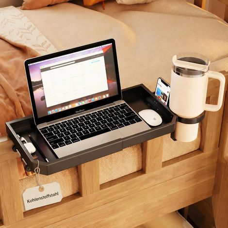 JSSEVN - Hanging bed shelf, clip-on bedside table, metal bed shelf with cup holder for loft bed, bunk bed, convertible 29.5-44 cm (1/5)