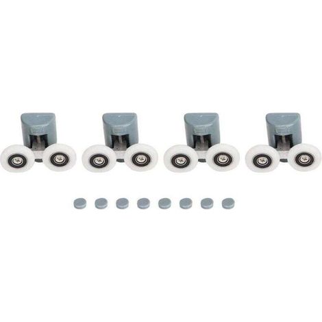 Porte de douche galets roulants Roues Poulies Verre de remplacement Coureurs superieurs Kit de quincaillerie pour la grange en douceur(Double wheel)