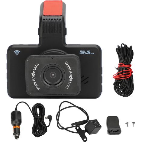 Caméra de tableau de bord avant et arrière HD, Vision nocturne, enregistrement en boucle, ADAS, WiFi, écran d'affichage 3,0 pouces, pour voiture (1/5)