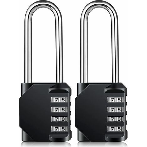 6.7cm Long Combination Padlock, Waterproof 4 Digit, Weatherproof Metal, Galvanized Steel - 2 Pieces (1/5)