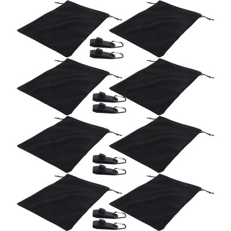 Ensemble de 8 sacs de lestage portables pour rideaux de tonnelle, comprenant 8 poches à lest, 8 mousquetons et 8 clips  poids de sable pour tentes, rideaux d'extérieur et nappes. (1/5)
