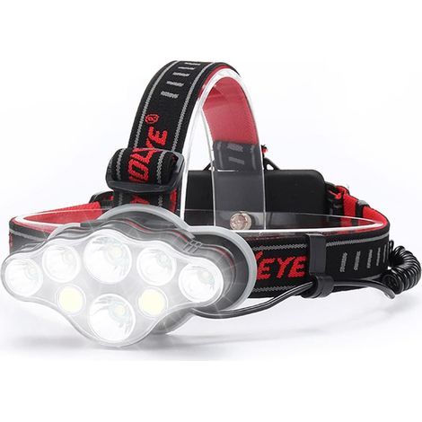 Linterna frontal recargable potente, 18000 lúmenes, 8 modos, linterna frontal LED, potente luz manos libres para acampar, correr, IPX5, lectura infantil (1/4)