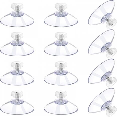 Lot de 12 grandes ventouses de 41 mm avec vis - Ventouses en PVC transparent pour fenêtre - Adhésif extra fort (1/5)
