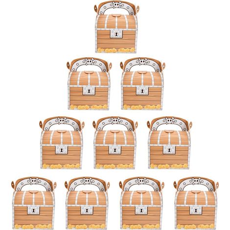 10 Pièces Coffret Cadeau Pirate, Trésor Pirate en Papier Sac Boîte, Coffre à Friandises Trésor de Pirate, Boîtes à Cadeaux en Carton pour Fête pour l'Anniversaire d'Enfant ou la Fête à Thème (1/5)