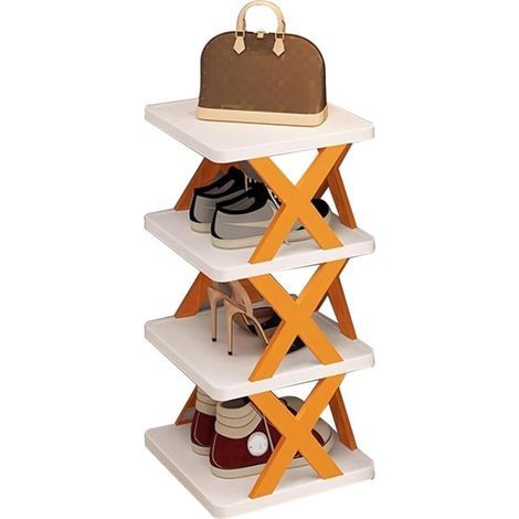 Étagère à chaussures empilable multicouche, étagère à chaussures de sol peu encombrante, étagère à chaussures étroite, petit support à chaussures vertical, étagères à chaussures autoportantes pour pla (1/5)