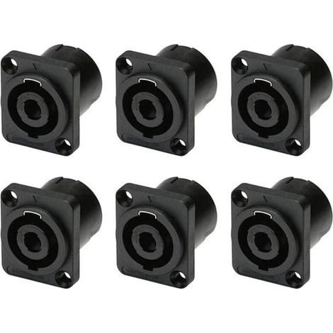 6 pcs 4 pôles connecteur de prise à montage sur panneau speakon,haut-parleur audio femelle à 4 broches ronde jack adaptateur de verrouillage par torsion pour nl4mp,nl4mpr,nl4fc,nl4fx,nlt4x (1/4)