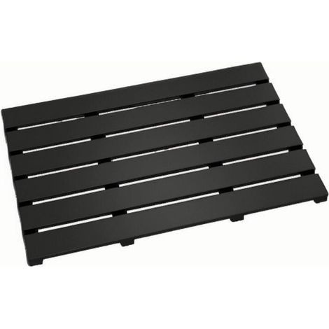 Caillebotis Douche Bois, Tapis Bambou Salle de Bain, 36.1x54.1 cm Noir (1/4)