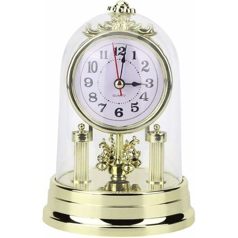 Digital Alarm Clock, European Retro Style Table Clocks Antique Silent Desk Clock for Living Room, Bedroom, Office, Home Decor (Gold) MUMU