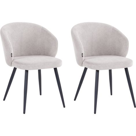Conjunto de 2 sillas de comedor tapizadas sin reposabrazos diseño retro base de metal blanco crema Moundville (1/5)